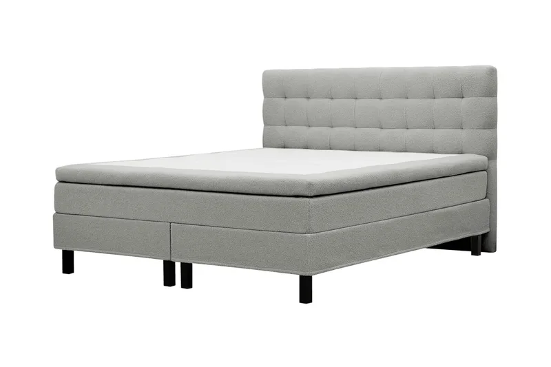 HVILA Classic Komplett Sängpaket 160x200 cm Kontinentalsäng med rutad sänggavel - Grå / Teddy - Products - Möbler - Säng - Kontinentalsäng