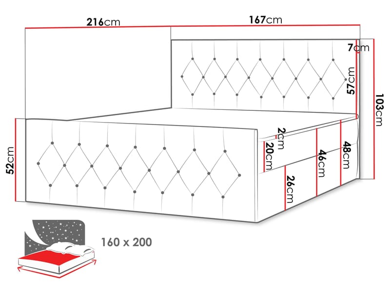 Jitendra Sängpaket Kontinentalsäng 160x200 cm med Förvaring - Svart - Products - Möbler - Säng - Komplett sängpaket
