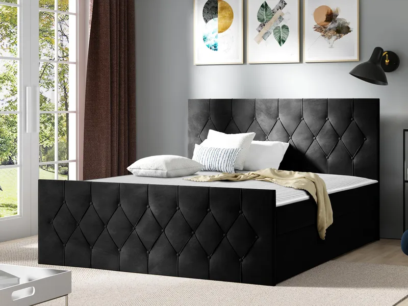 Jitendra Sängpaket Kontinentalsäng 180x200 cm med Förvaring - Svart - Products - Möbler - Säng - Komplett sängpaket