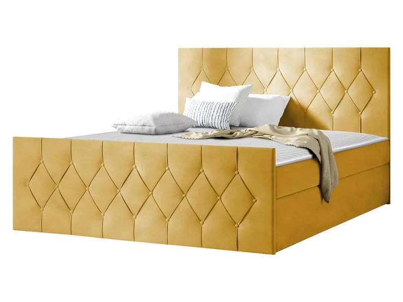 Jitendra Sängpaket Kontinentalsäng 200x200 cm med Förvaring - Gul - Products - Möbler - Säng - Komplett sängpaket