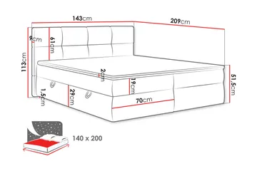 Leckersbo Komplett Sängpaket Kontinentalsäng med förvaring 140x200 cm - Ljusgrå - Products - Möbler - Säng - Komplett sängpaket