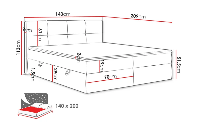 Leckersbo Komplett Sängpaket Kontinentalsäng med förvaring 140x200 cm - Vit - Products - Möbler - Säng - Komplett sängpaket
