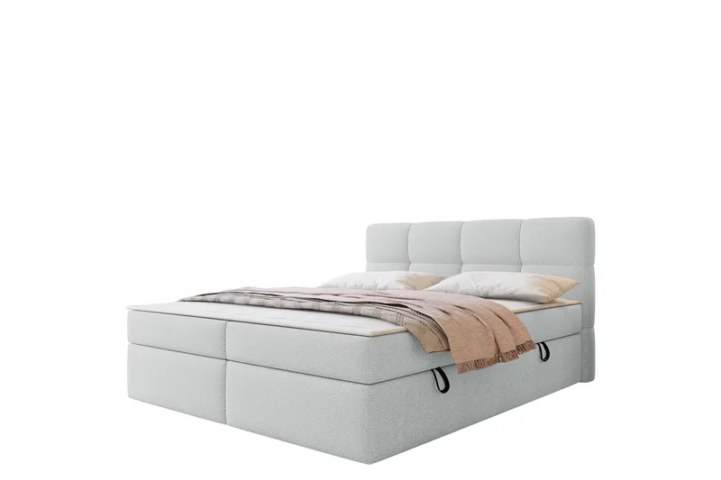 Leckersbo Komplett Sängpaket Kontinentalsäng med förvaring 180x200 cm, Ljusgrå