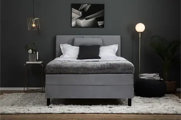 Lucky Komplett Sängpaket 120x200 Memory Slät Sänggavel  N - Nackkudde Stor Mellangrå - Products - Möbler - Säng - Enkelsäng