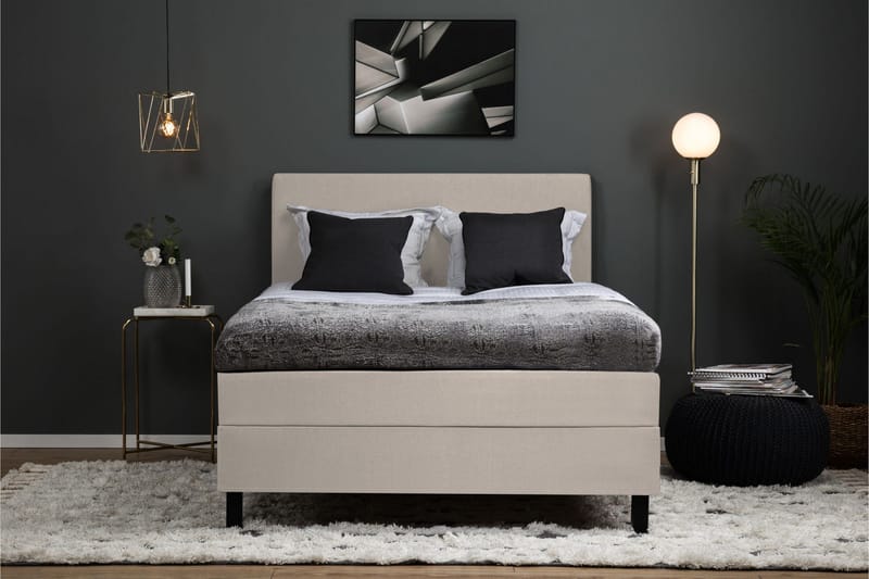 Lucky Komplett Sängpaket 140x200 Latex Slät Sänggavel  Na - Nackkudde Stor Beige - Products - Möbler - Säng - Kontinentalsäng