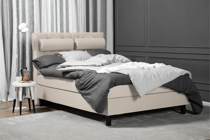 Lucky Komplett Sängpaket 140x200 Skum Diamant Sänggavel - Beige - Products - Möbler - Säng - Kontinentalsäng