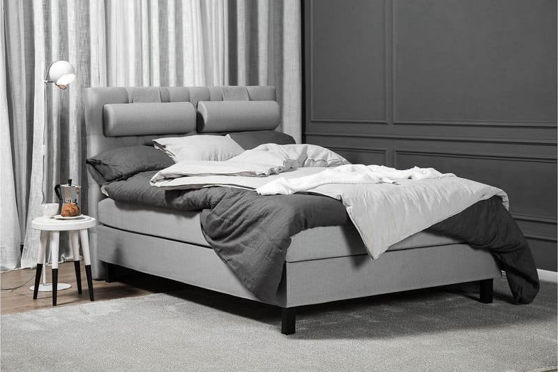 Lucky Komplett Sängpaket 140x200 Polyeter Diamant Sänggavel - Nackkudde Stor Mellangrå - Products - Möbler - Säng - Kontinentalsäng