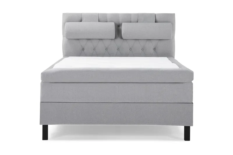 Lucky Komplett Sängpaket 140x200 Polyeter Diamant Sänggavel, Nackkudde Stor Mellangrå