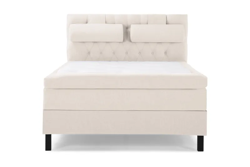 Lucky Komplett Sängpaket 140x200 Polyeter Diamant Sänggavel, Nackkudde Stor Beige