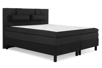 Lucky Komplett Sängpaket 160x200 Latex Slät - Nackkudde Stor Svart/Grå/PU - Products - Möbler - Säng - Kontinentalsäng