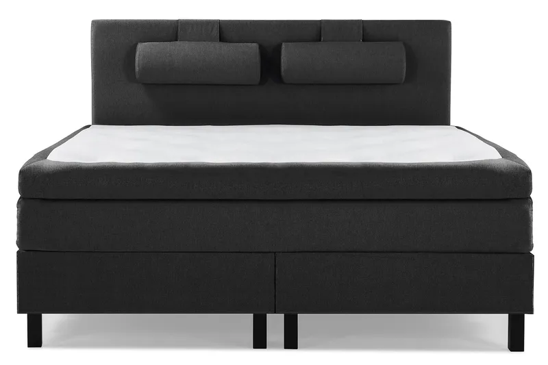 Lucky Komplett Sängpaket 160x200 Memory Slät, Nackkudde Stor Svart/Grå