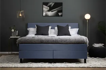 Lucky Komplett Sängpaket 160x200 Memory Slät Sänggavel - Mörkblå - Products - Möbler - Säng - Kontinentalsäng