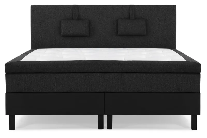 Lucky Komplett Sängpaket 180x200 Latex Slät - Nackkudde Liten Svart/Grå/PU - Products - Möbler - Säng - Kontinentalsäng