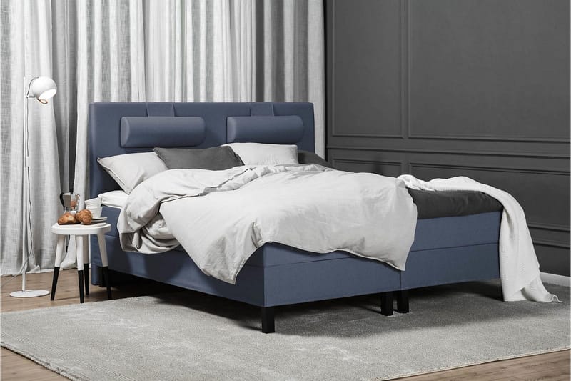 Lucky Komplett Sängpaket 180x200 Latex Slät Sänggavel - Nackkudde Stor Mörkblå - Products - Möbler - Säng - Kontinentalsäng