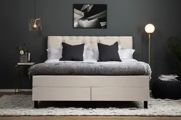 Lucky Komplett Sängpaket 180x200 Polyeter Diamant Sänggavel - Nackkudde Liten Beige - Products - Möbler - Säng - Kontinentalsäng