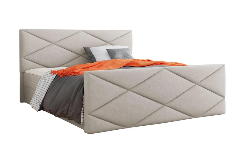 Milano Kontinentalsäng 160x200 cm med Sänggavel, Beige