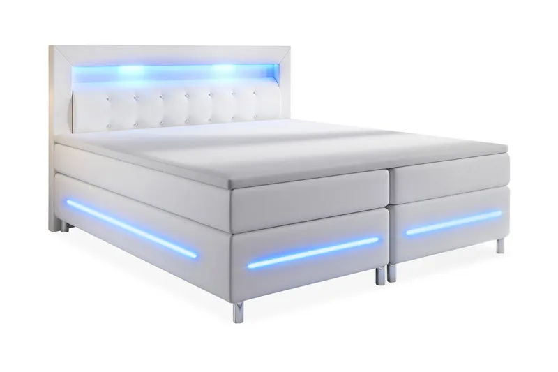 Modena Lyx Sängpaket 160x200 LED-belysning, Vit