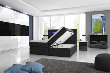 Modena Sängpaket 140x200 medFörvaring LED-belysning - Svart - Products - Möbler - Säng - Säng med förvaring