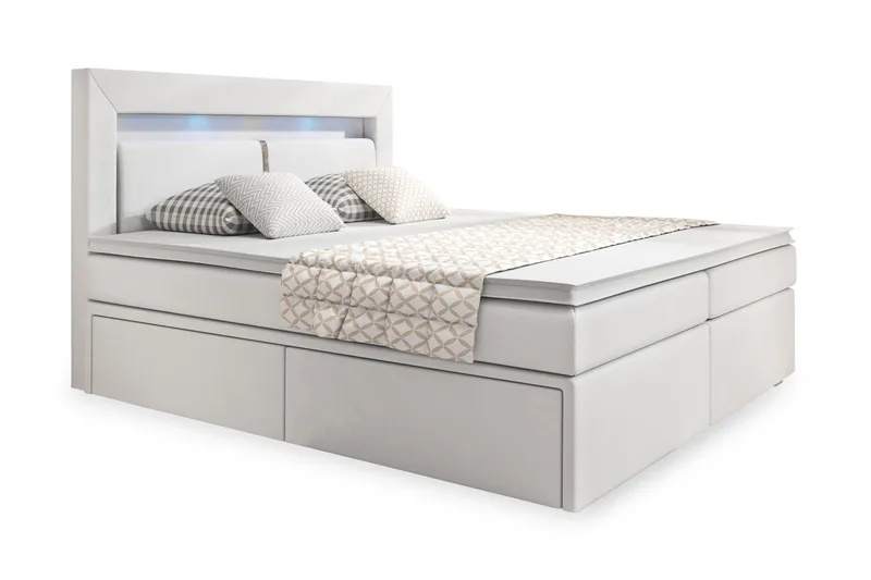 Modena Sängpaket 140x200 medFörvaring LED-belysning - Vit - Products - Möbler - Säng - Säng med förvaring