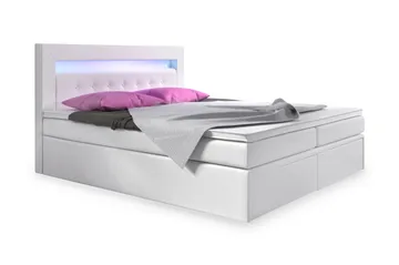 Modena Sängpaket 140x200 medFörvaring LED-belysning, Vit