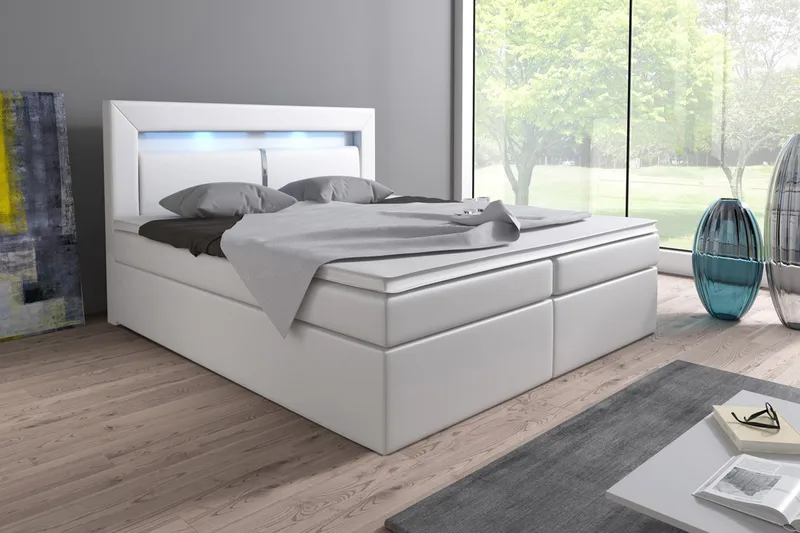 Modena Sängpaket 180x200 medFörvaring LED-belysning - Vit - Products - Möbler - Säng - Säng med förvaring