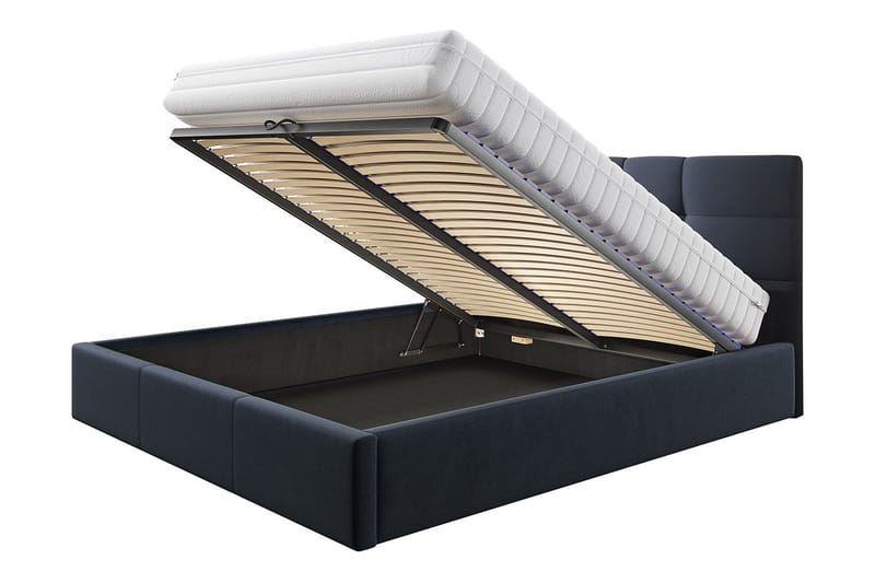 Nieres Förvaringssäng 160x200cm LED-belysning - Grå - Products - Möbler - Säng - Säng med förvaring