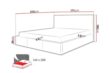 Nieres Förvaringssäng 160x200cm LED-belysning - M örkgrå - Products - Möbler - Säng - Säng med förvaring