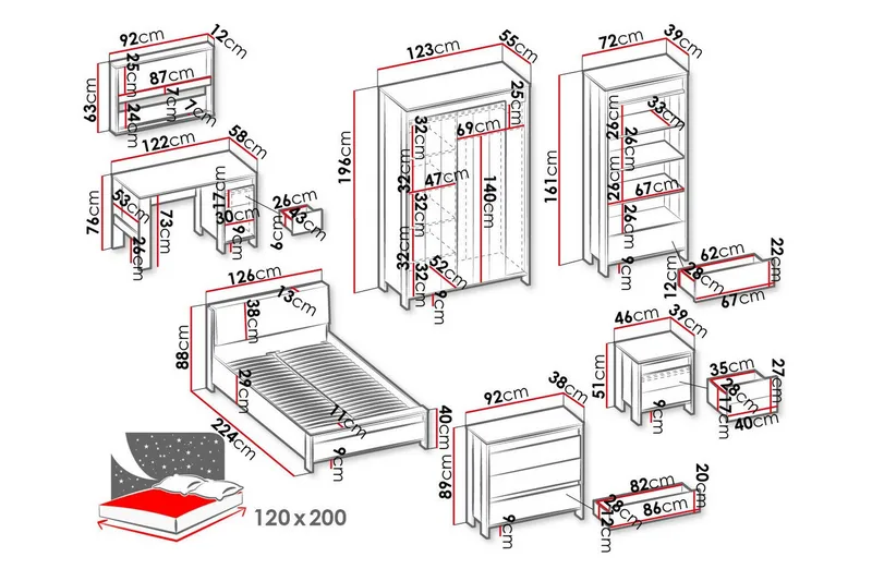 Rathmore Möbelset För Sovrum - Svart - Products - Möbler - Säng - Möbelset för sovrum