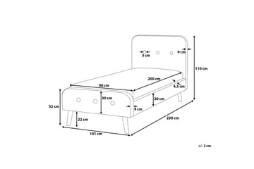 Rennes Dubbelsäng 90 | 200 cm - Grå - Products - Möbler - Säng - Sängram & sängstomme