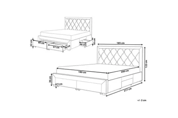 Säng med förvaringslådor Lievin - Beige, 180x200 cm - Products - Möbler - Säng - Säng med förvaring