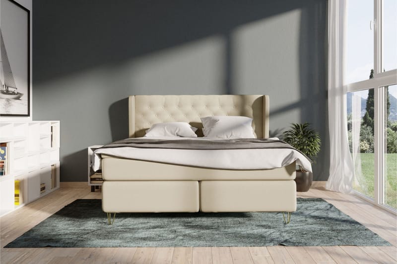 Select No 4 Komplett Sängpaket 120x200 Fast - Beige/Metall V-form - Products - Möbler - Säng - Enkelsäng