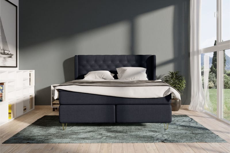 Select No 4 Komplett Sängpaket 120x200 Fast - Blå/Metall V-form - Products - Möbler - Säng - Enkelsäng