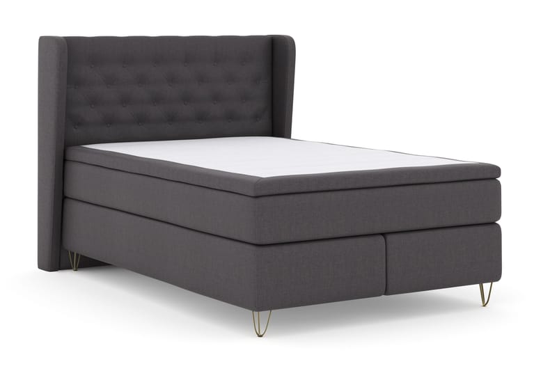 Select No 4 Komplett Sängpaket 140x200 Fast - Mörkgrå/Metall V-form - Products - Möbler - Säng - Kontinentalsäng