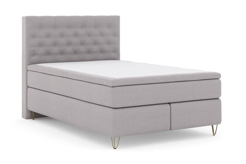 Select No 4 Kontinentalsäng 140x200 Fast/Medium - Ljusgrå/Metall V-Form - Products - Möbler - Säng - Kontinentalsäng
