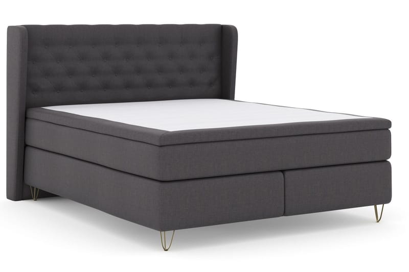 Select No 5 Komplett Sängpaket 160x200 Medium Latex - Mörkgrå/Metall V-form - Products - Möbler - Säng - Kontinentalsäng