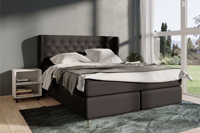 Select No 5 Komplett Sängpaket 160x200 Medium Latex - Mörkgrå/Metall V-form - Products - Möbler - Säng - Kontinentalsäng