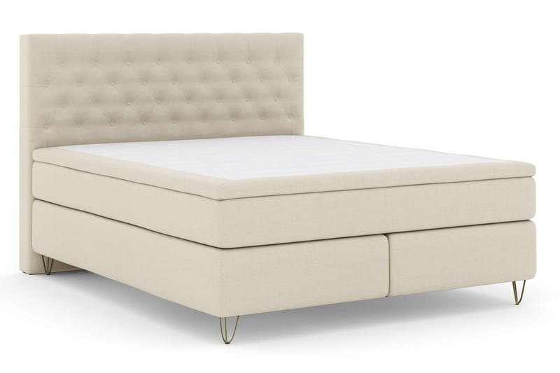 Select No 5 Kontinentalsäng 210x210 Fast Latex - Beige/Metall V-Form - Products - Möbler - Säng - Kontinentalsäng