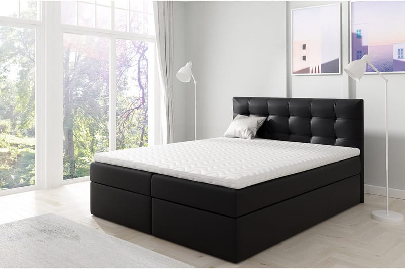 Skaftå Kontinentalsäng 160x200 cm - Svart/Vit - Products - Möbler - Säng - Säng med förvaring