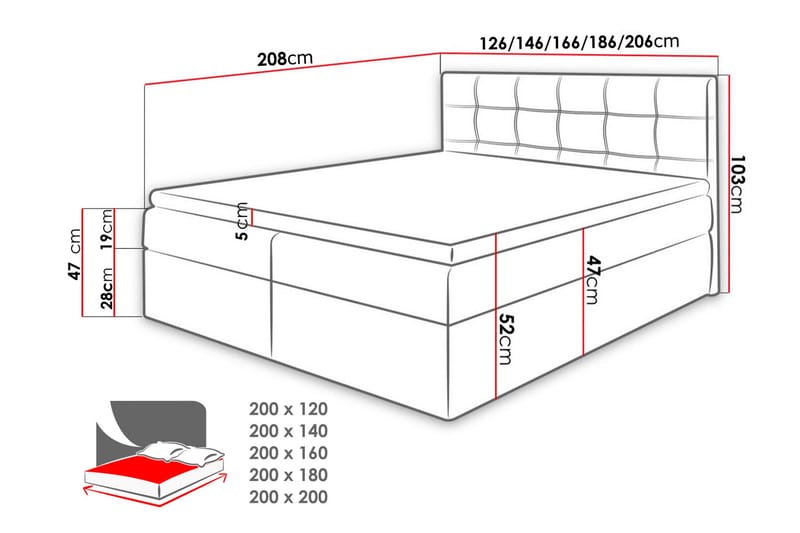 Skaftå Kontinentalsäng 160x200 cm - Svart/Vit - Products - Möbler - Säng - Säng med förvaring