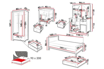Storys Möbelset För Sovrum - Vit - Products - Möbler - Säng - Möbelset för sovrum