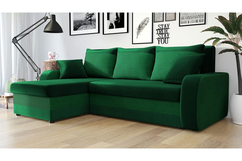 Alvared 3-sits Hörnbäddsoffa Universal - Grön - Products - Möbler - Soffa - Bäddsoffa - Bäddsoffa divan
