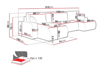 Barile Bäddsoffa Dubbeldivan 4-sits i Plysch - Vit - Products - Möbler - Soffa - Bäddsoffa - U bäddsoffa