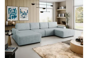 Bella Bäddsoffa Dubbeldivan 4-sits i Plysch - Grå - Products - Möbler - Soffa - Bäddsoffa - U bäddsoffa