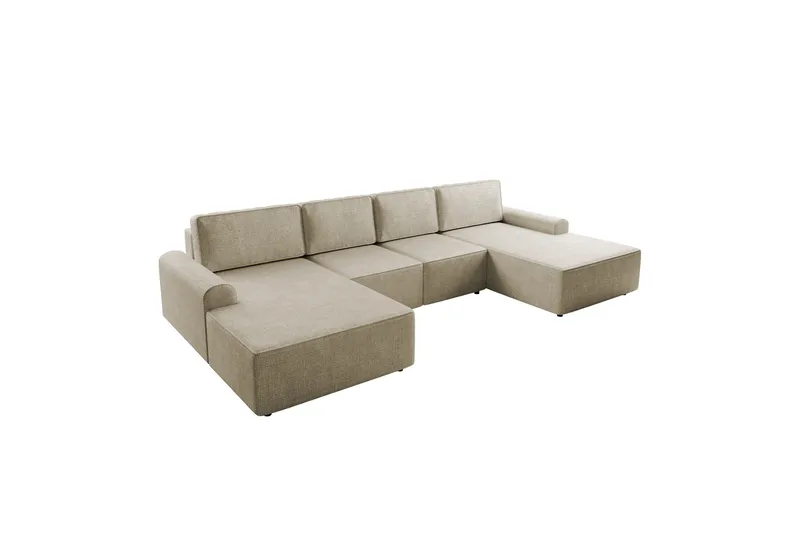 Bella Bäddsoffa Dubbeldivan 4-sits i Plysch, Beige