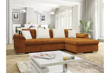 Camior Bäddsoffa med Divan 3-sits - Orange - Products - Möbler - Soffa - Bäddsoffa - Bäddsoffa divan
