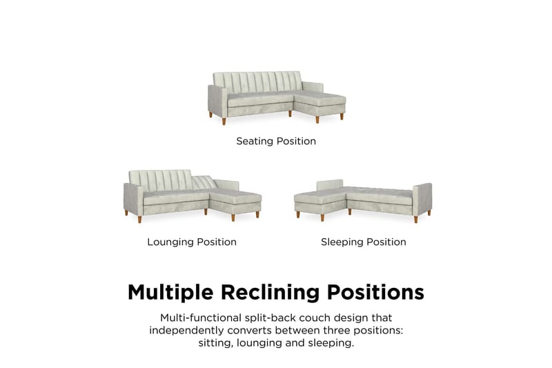 Celine 3-sits Divanbäddsoffa Sammet/Ljusgrå - Dorel Home - Products - Möbler - Soffa - Bäddsoffa - Bäddsoffa divan