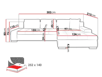 Cerys 4-sits Divansoffa Vänster - Products - Möbler - Soffa - Bäddsoffa - Hörnbäddsoffa