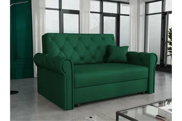 Denegal 2-sits liten bäddsoffa i Plysch - Grön - Products - Möbler - Soffa - Bäddsoffa - 2 sits bäddsoffa