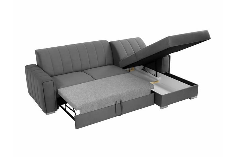 Denegal 3-sits Hörnbäddsoffa Dark grey - Products - Möbler - Soffa - Bäddsoffa - Bäddsoffa divan