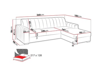 Denegal 3-sits Hörnbäddsoffa Dark grey - Products - Möbler - Soffa - Bäddsoffa - Bäddsoffa divan